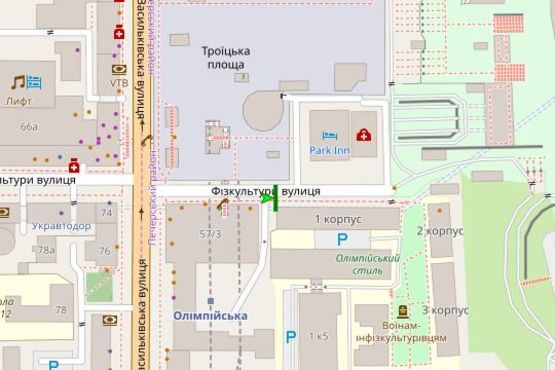 Схема рекламной плоскости по адресу Фізкультурна вул., 1 №1