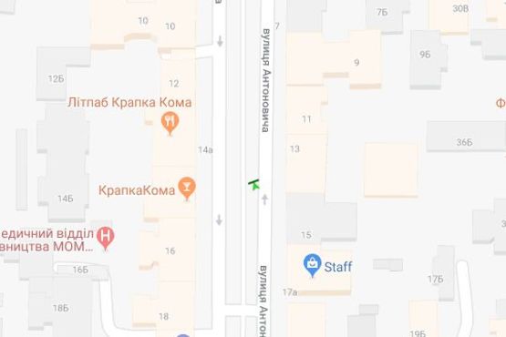 Схема рекламної площини за адресою Антоновича вул. (Горького вул.), 13, бульварна частина