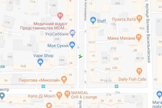 Схема рекламной плоскости по адресу Антоновича вул. (Горького вул.), 24 бульварна частина