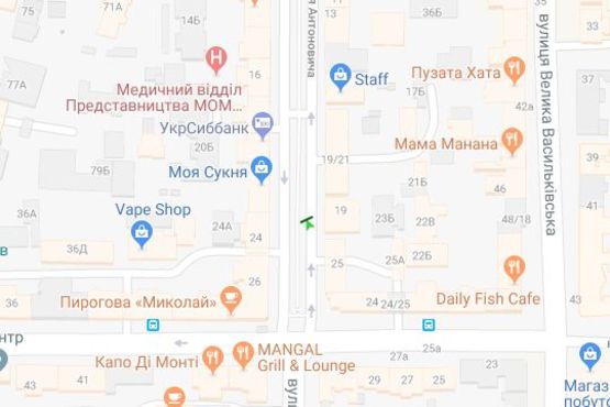 Схема рекламной плоскости по адресу Антоновича вул. (Горького вул.), напроти буд.23 на бульварній частині