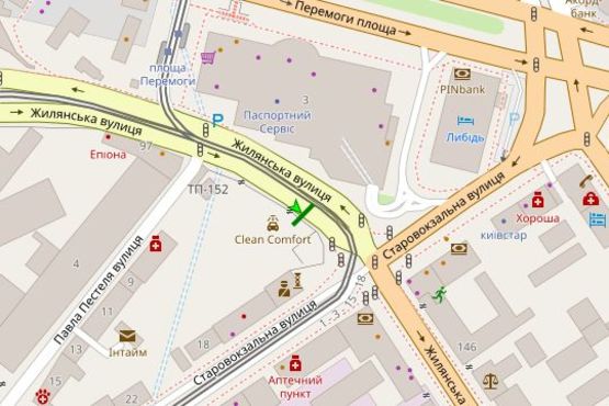 Схема рекламной плоскости по адресу Жилянська вул., . напроти напроти універмагу Україна №2