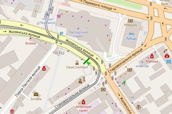 Схема рекламной плоскости по адресу Жилянська вул., . напроти напроти універмагу Україна №2