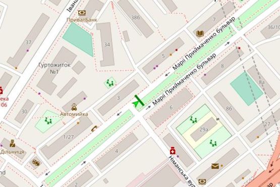 Схема рекламной плоскости по адресу Марії Приймаченко бульв., , 3, бульварна частина