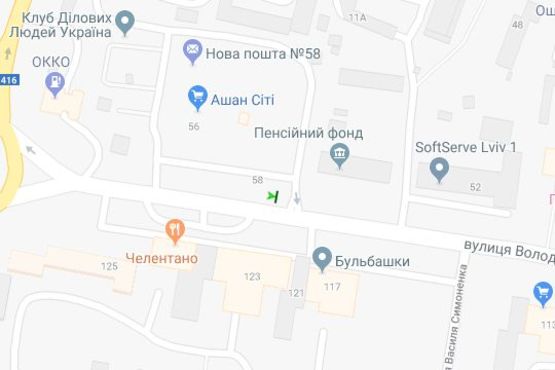 Схема рекламной плоскости по адресу Володимира Великого вул., 58 (№2)