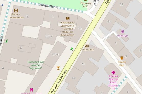 Схема рекламной плоскости по адресу Пушкінська вул., 11/13