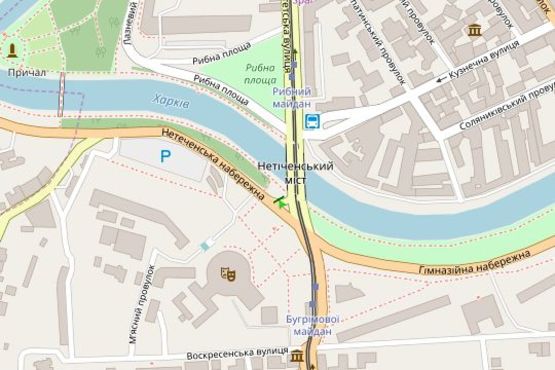 Схема рекламної площини за адресою Нетеченська наб. - Університетська вул.