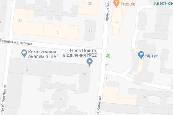 Схема рекламної площини за адресою Канатна вул., 29 - Єврейска вул.