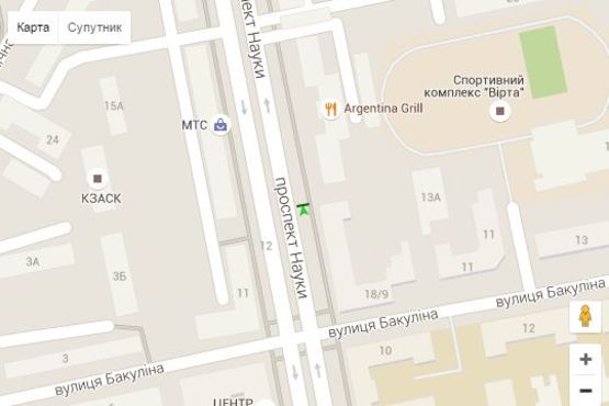 Схема рекламной плоскости по адресу Науки просп. (Леніна просп.), 20 (№1)