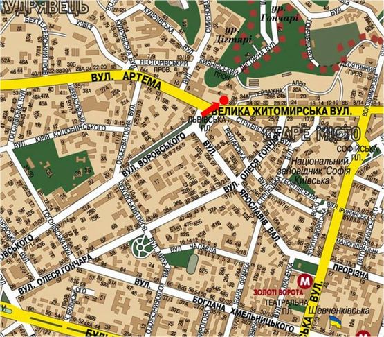 Схема рекламной плоскости по адресу Б. Житомирская ул., 40, возле гастронома, в сторону Владимирская ул.