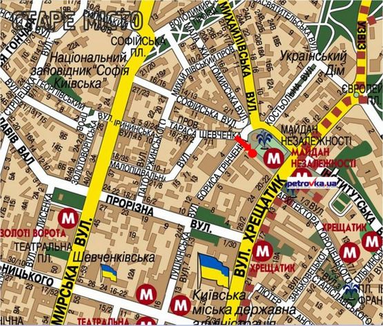 Схема рекламной плоскости по адресу Независимости пл., возле "Главпочтампт", в сторону Крещатик ул., №2