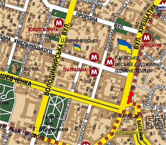 Схема рекламной плоскости по адресу Крещатик ул., 29, в сторону Независимости пл.