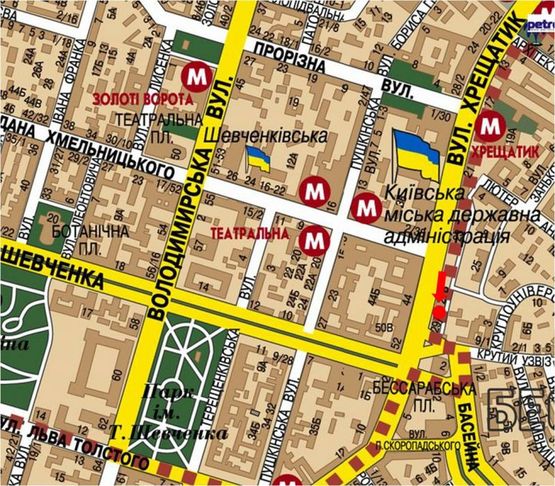 Схема рекламної площини за адресою Крещатик ул., 29, в сторону Бессарабская пл.