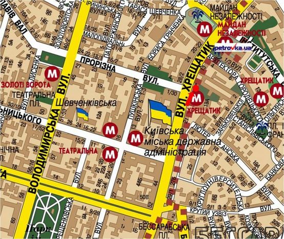 Схема рекламной плоскости по адресу Крещатик ул., 30, в сторону Независимости пл.