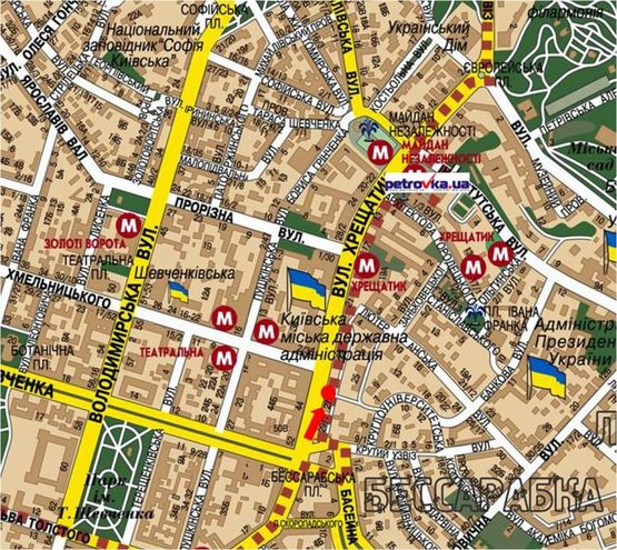 Схема рекламной плоскости по адресу Крещатик ул., 27, в сторону Независимости пл.