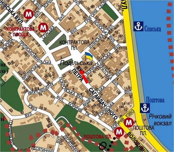 Схема рекламної площини за адресою Сагайдачного ул., 22, в сторону Контрактовая пл. (№3)