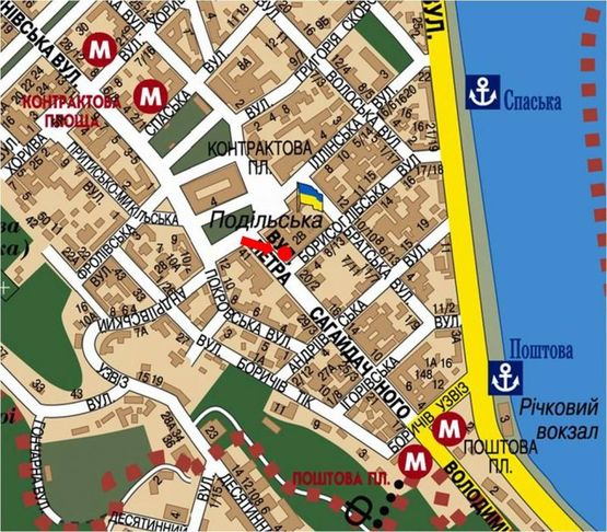 Схема рекламной плоскости по адресу Сагайдачного ул., 22, в сторону Почтовая пл. (№3)