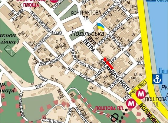 Схема рекламной плоскости по адресу Сагайдачного ул., 16, в сторону Контрактовая пл.