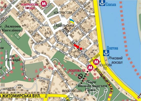 Схема рекламной плоскости по адресу Сагайдачного ул., 10, в сторону Почтовая пл. (№2)