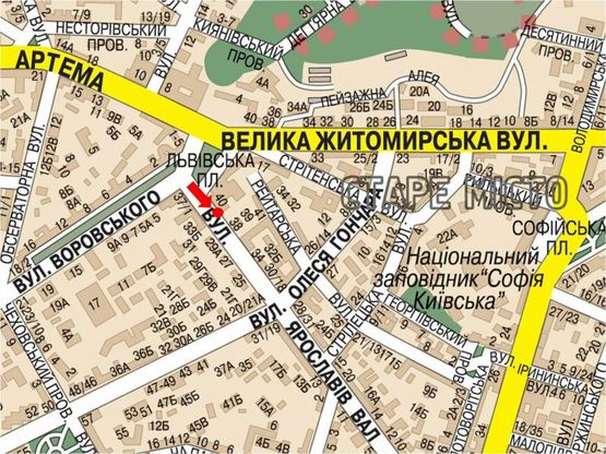 Схема рекламної площини за адресою Ярославов Вал ул., 40, в сторону Владимирская ул.