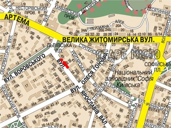 Схема рекламної площини за адресою Ярославов Вал ул., 40, в сторону Львовская пл.