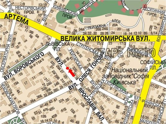 Схема рекламної площини за адресою Ярославов Вал ул., 36, в сторону Львовская пл.