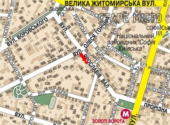 Схема рекламної площини за адресою Ярославов Вал ул., 17-А, напротив отеля "Рэдиссон", в сторону Владимирская ул.