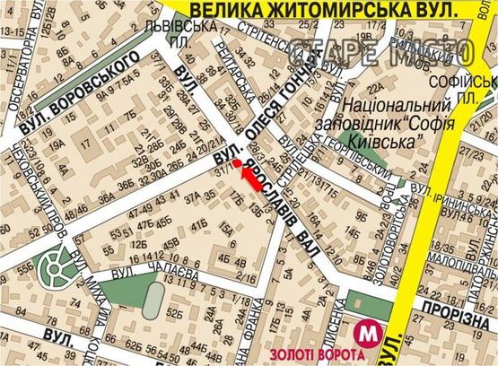 Схема рекламной плоскости по адресу Ярославов Вал ул., 19 / Гончара ул., в сторону Львовская пл.