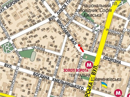 Схема рекламної площини за адресою Ярославов Вал ул., 10, возле ресторана "Евразия", в сторону Львовская пл.