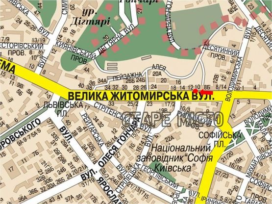 Схема рекламной плоскости по адресу Б. Житомирская ул., 10, в сторону Львовская пл.