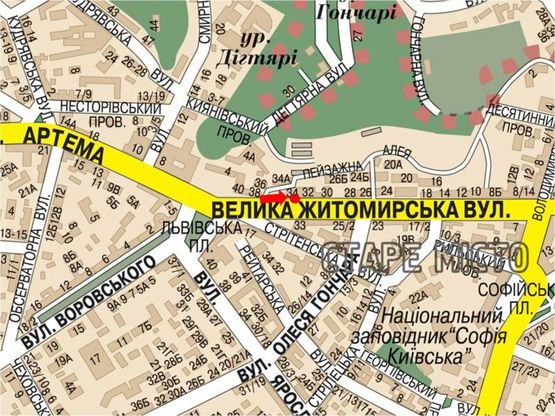 Схема рекламной плоскости по адресу Б. Житомирская ул., 34, в сторону Владимирская ул.
