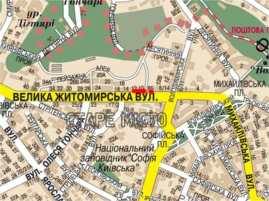 Схема рекламної площини за адресою Б. Житомирская ул., 8-Б, в сторону Владимирская ул.