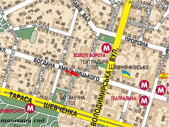 Схема рекламной плоскости по адресу Хмельницкого ул., 29, в сторону ул. И. Франка