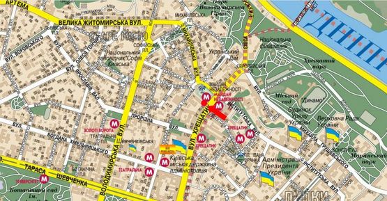 Схема рекламной плоскости по адресу Независимости пл., возле "Главпочтамп", в сторону Софиевская ул.