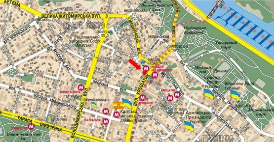 Схема рекламной плоскости по адресу Независимости пл., возле "Главпочтамп", в сторону Крещатик ул.