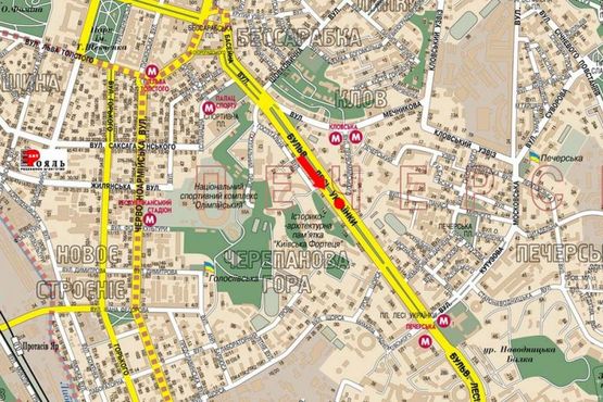 Схема рекламной плоскости по адресу Украинки бул., 16, (бульвар)