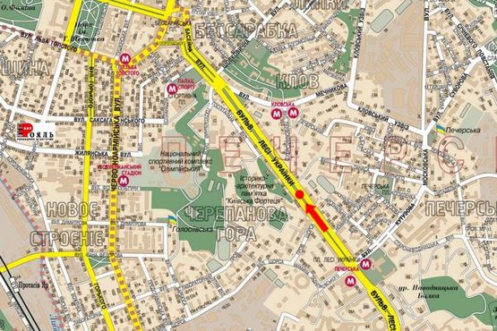 Схема рекламной плоскости по адресу Украинки бул., 20/ 22, (бульвар)