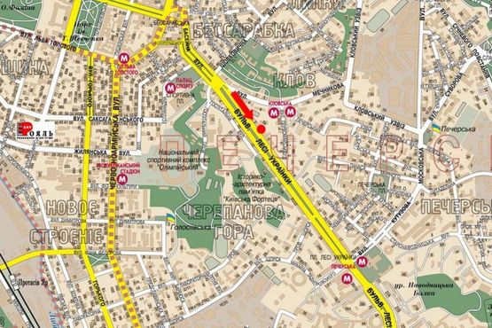 Схема рекламной плоскости по адресу Украинки бул., 3