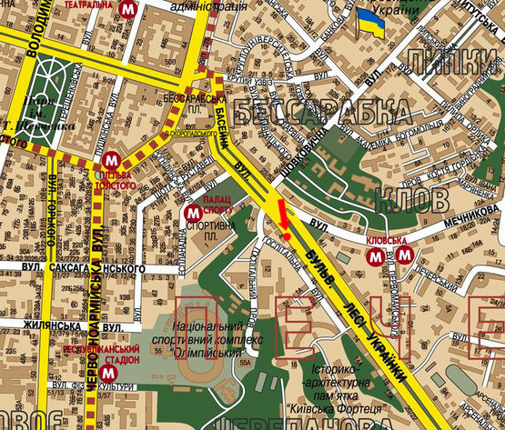Схема рекламной плоскости по адресу Украинки бул., 4