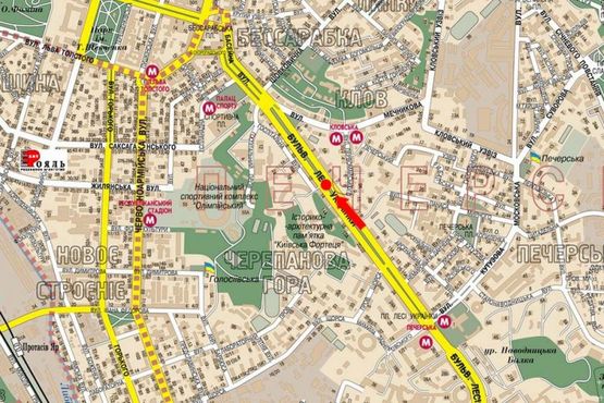 Схема рекламної площини за адресою Украинки бул., 5, (бульвар)