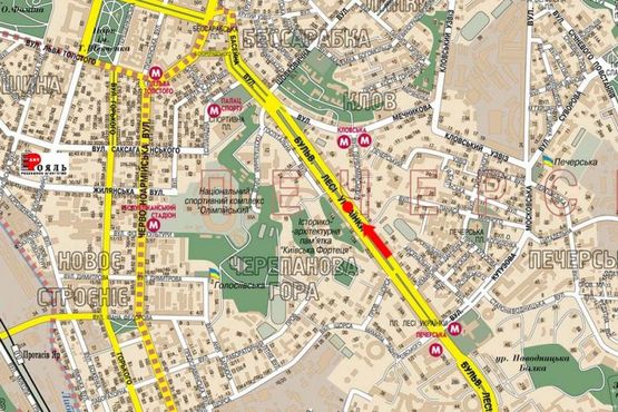 Схема рекламной плоскости по адресу Украинки бул., 7-Б, (бульвар)