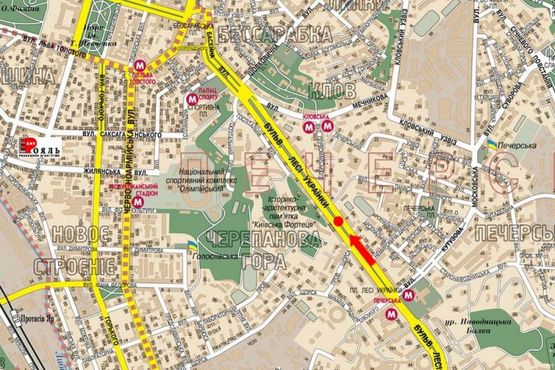 Схема рекламної площини за адресою Украинки бул., 9, (бульвар)