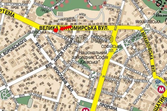 Схема рекламной плоскости по адресу Б. Житомирская ул., 33 / Сретенская ул., в сторону Львовская пл.