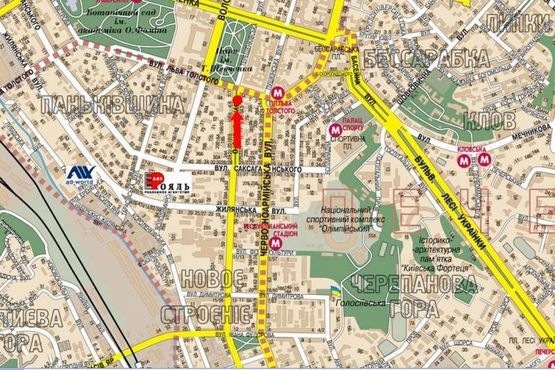 Схема рекламної площини за адресою Антоновича ул. (бывш. Горького ул.), 2/7