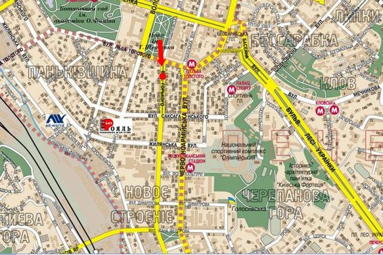 Схема рекламної площини за адресою Антоновича ул. (бывш. Горького ул.), 4/6