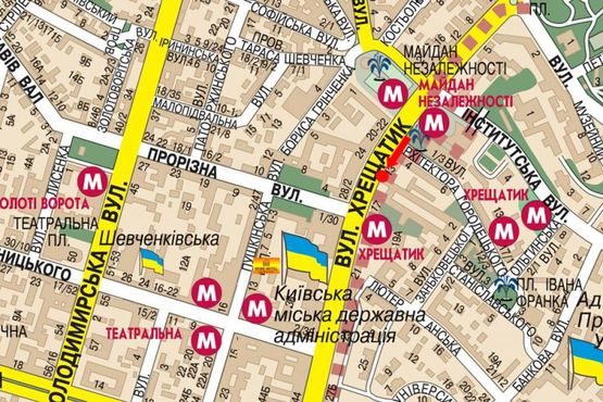 Схема рекламної площини за адресою Крещатик ул., 13, напротив магазина "Колинз"