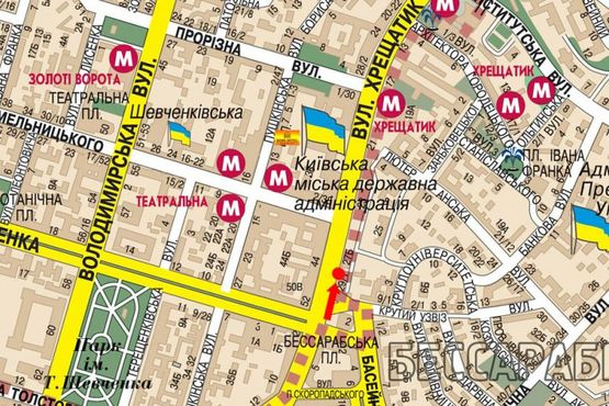 Схема рекламної площини за адресою Крещатик ул., 29, возле магазина "Марк & Спенсер", "Рошен"