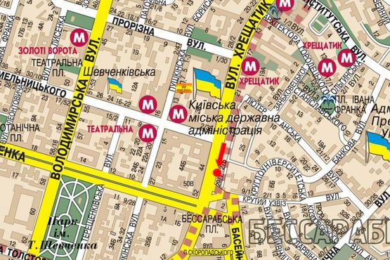 Схема рекламної площини за адресою Крещатик ул., 29, возле магазина "Марк & Спенсер", "Рошен"