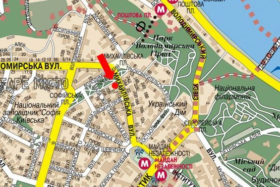 Схема рекламной плоскости по адресу Михайловская ул., 21Б, на светофоре, в сторону Независимости пл.