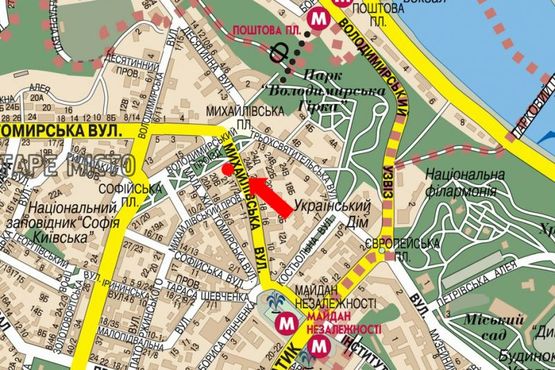 Схема рекламної площини за адресою Михайловская ул., 21Б, на светофоре, в сторону Львовская пл.