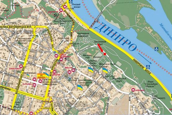 Схема рекламної площини за адресою Парковая дорога ул., 16, ресторан "Dali park", в сторону Первозванного пл.